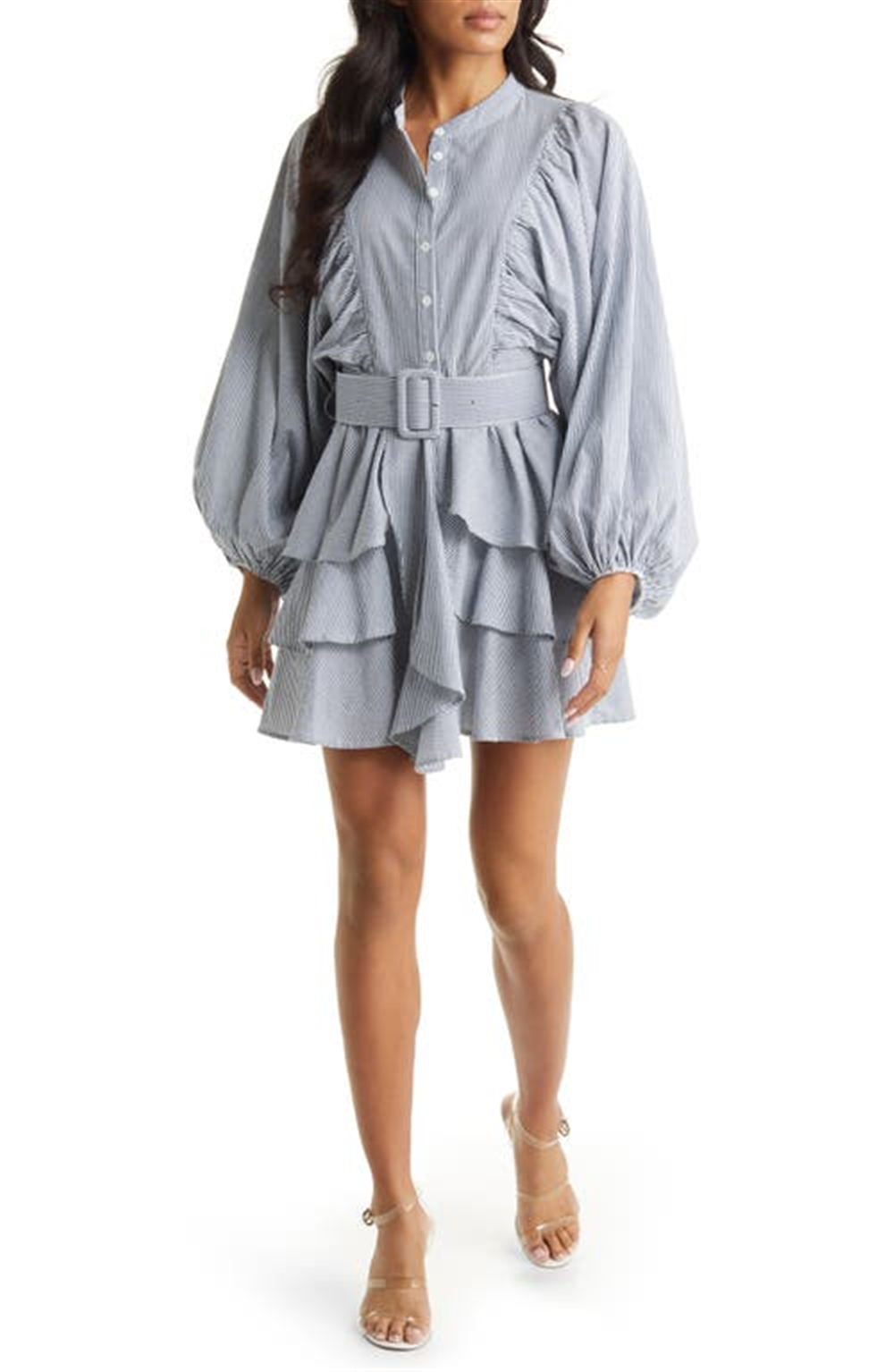 vici-collection-belted-long-sleeve-ruffle-dress-whitenavy