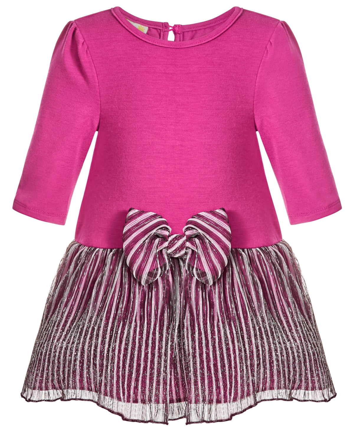 Purple Rose Baby Girl's Knit Bodice Dress with Lurex Skirt Pink Size 12 MOS