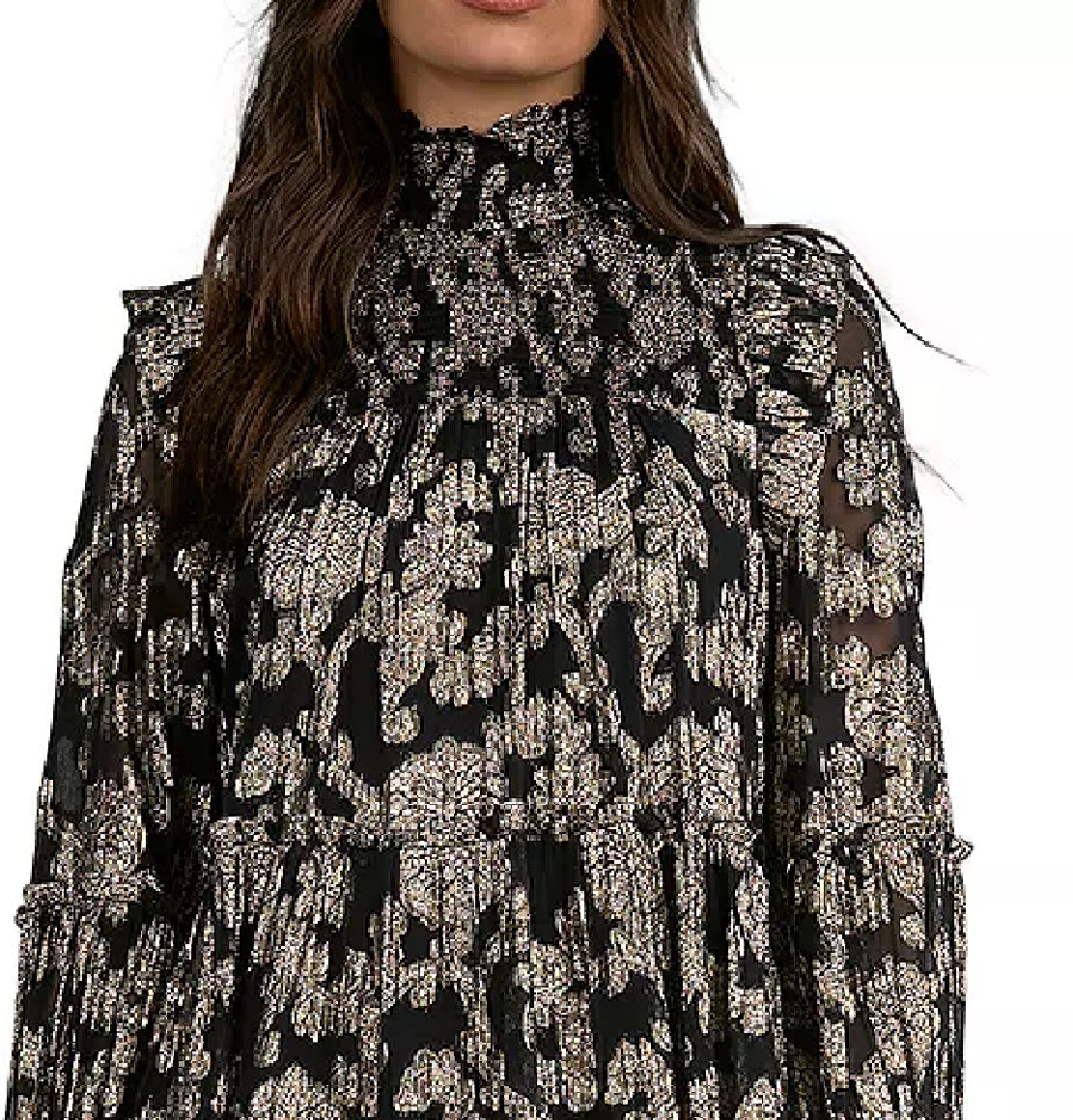 Elan Women's Mock Neck Tiered Dress Black Size Small