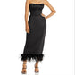 Aqua Women's Maeve Reilly Bustier Feather Trim Dress Black Size Large