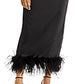 Aqua Women's Maeve Reilly Bustier Feather Trim Dress Black Size Large