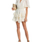 Aqua Lace Trim Pintuck Mini Dress