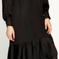Belldini Women's Pleated Ruffle Midi Dress Black Size Small