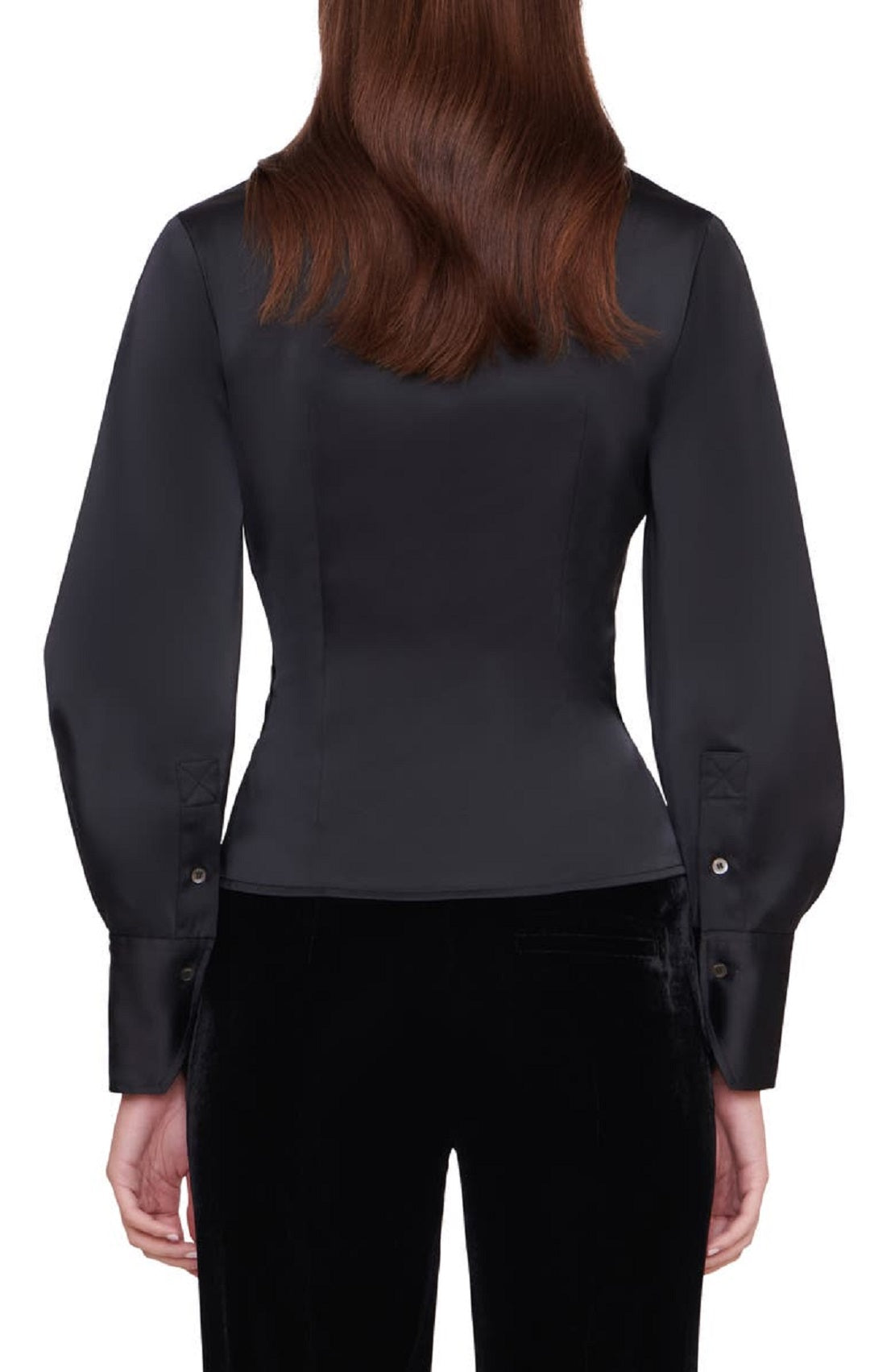 Staud Women's Madison Cross Front Blouse Black Size 10