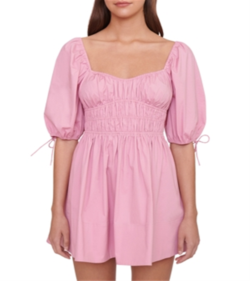 Staud Women's Faye Puff Sleeve Mini Dress Pink Size Small