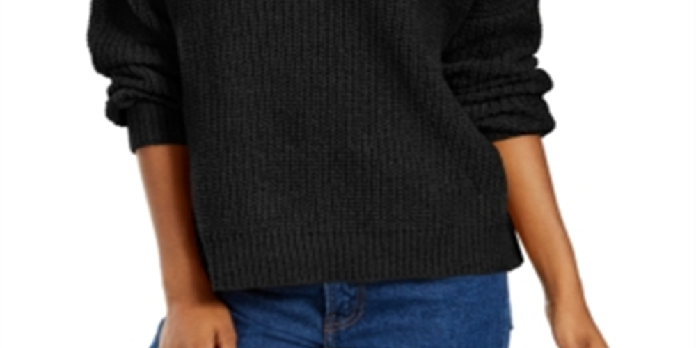 Hippie Rose Junior's Chenille V Neck Sweater Black Size X-Small