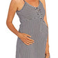 Angel Maternity Nursing Dress, Robe & Baby Blanket Set in Navy Stripes , Size X-Small Blue