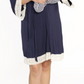 Angel Maternity Nursing Dress, Robe & Baby Blanket Set in Navy Stripes , Size X-Small Blue