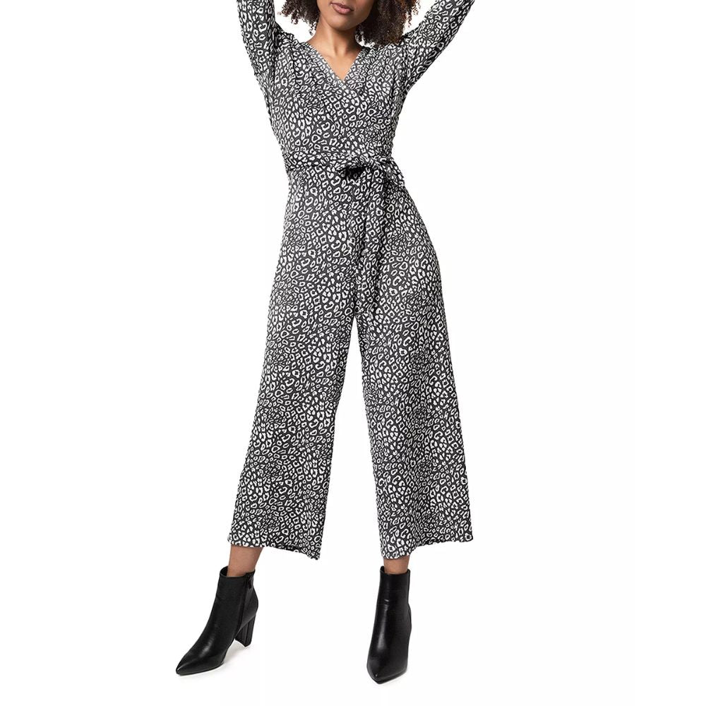 Leota Women's Kayla Cheetah Print Jumpsuit Gray Size XX-Large