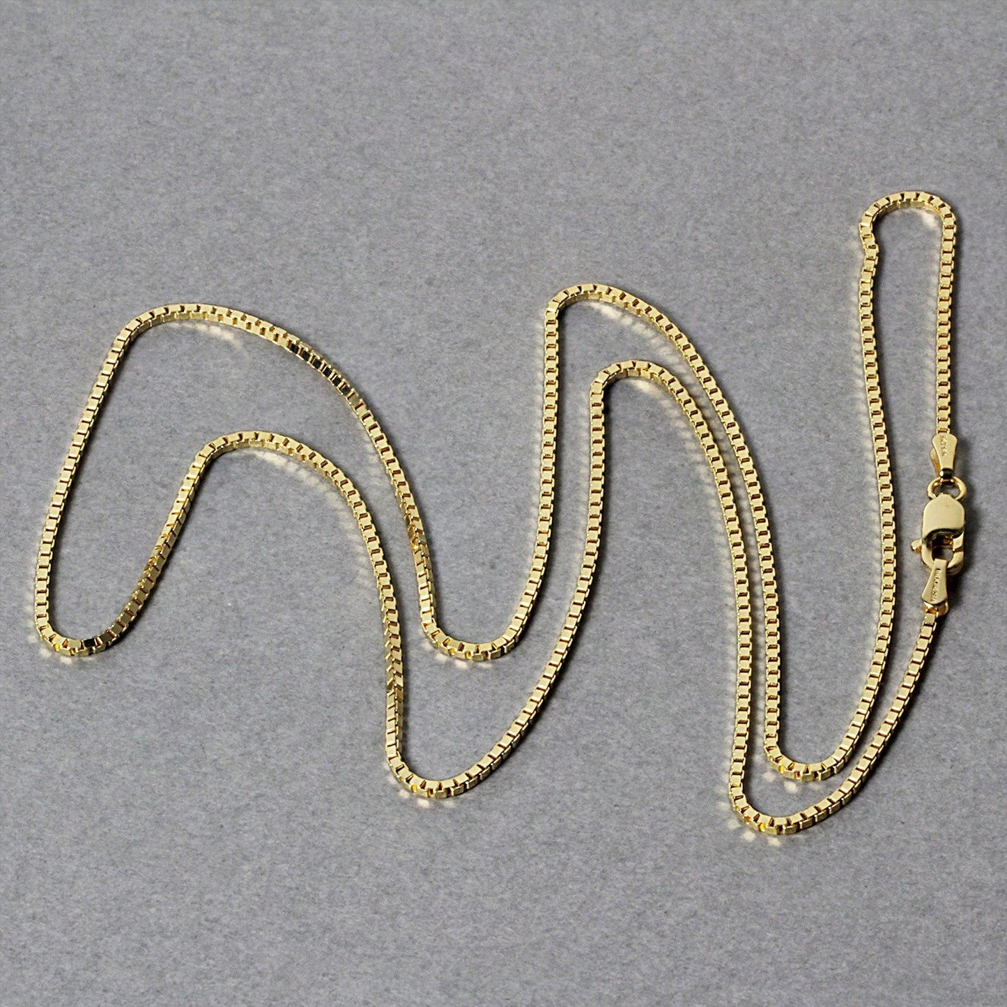 14k पीली गोल्ड क्लासिक बॉक्स चेन 1.1mm