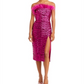 Amanda Uprichard Women's Feather Trim Strapless Shimmer Dress Pink Size XL