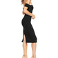 Dress The Population Women's Bailey Off The Shoulder Body Con Dress Black Size Small