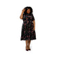Leota Women's Miranda Floral Velvet Midi Dress Green Size 1X