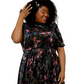 Leota Women's Miranda Floral Velvet Midi Dress Green Size 1X