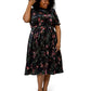 Leota Women's Miranda Floral Velvet Midi Dress Green Size 3X