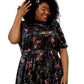 Leota Women's Miranda Floral Velvet Midi Dress Green Size 3X