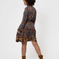 Leota Women's Long Sleeve Olive Dress in Boho Paisley Blue