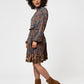 Leota Women's Long Sleeve Olive Dress in Boho Paisley Blue