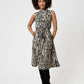 Leota Women's Sleeveless Mindy Dress in Inky Zebra White