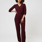 Leota Women's 3/4 Sleeve Sandra Jumpsuit in Maroon Red