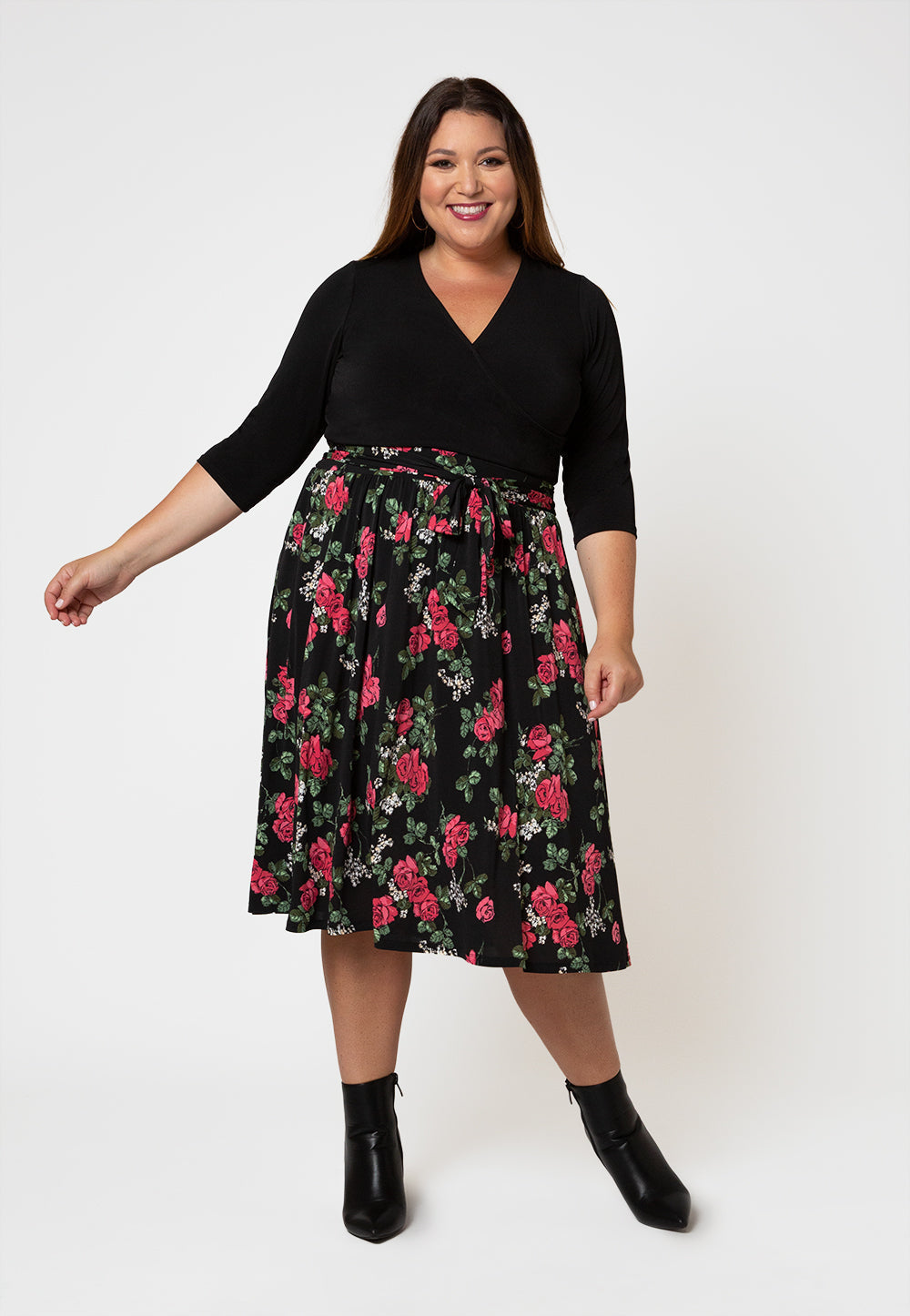 Leota Women's  Mindy Skirt in Ruby Rose (Curve) Black