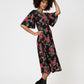 Leota Women's Short Sleeve Zoe Dress in Ruby Rose Black