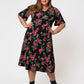 Leota Women's Short Sleeve Zoe Dress in Ruby Rose (Curve) Black