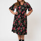 Leota Women's Short Sleeve Zoe Dress in Ruby Rose (Curve) Black