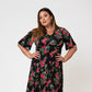 Leota Women's Short Sleeve Zoe Dress in Ruby Rose (Curve) Black