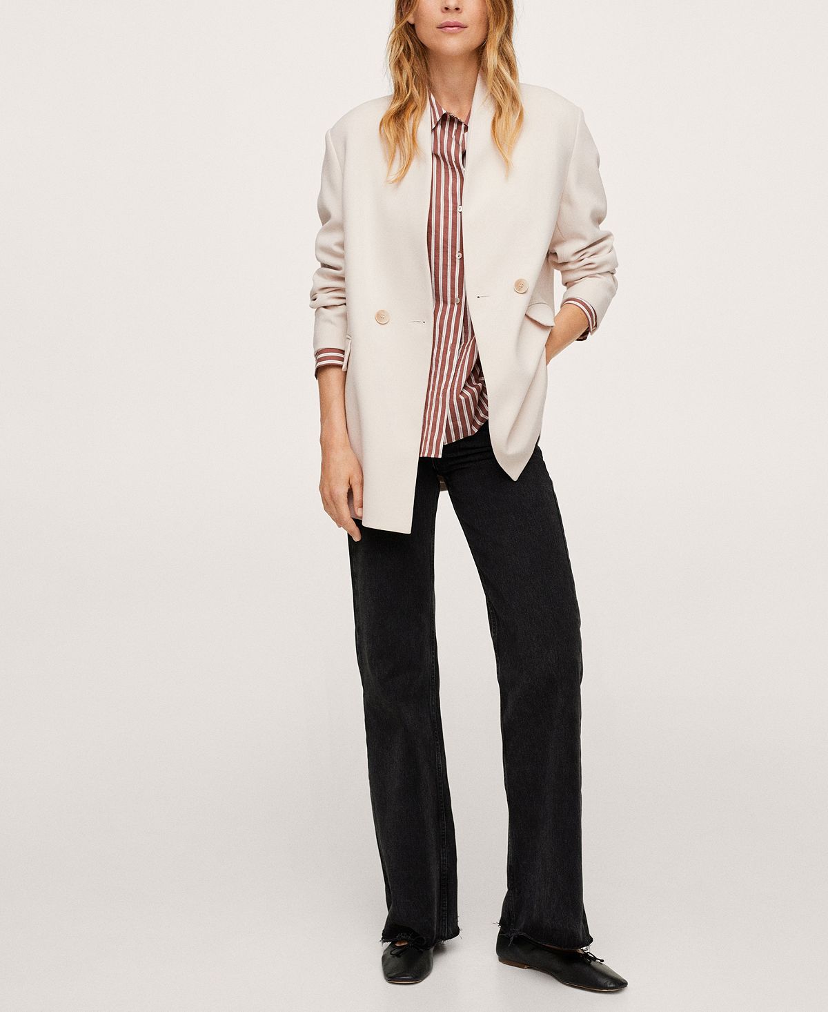 Mango Women's Blazer Style Coat Beige Size Medium