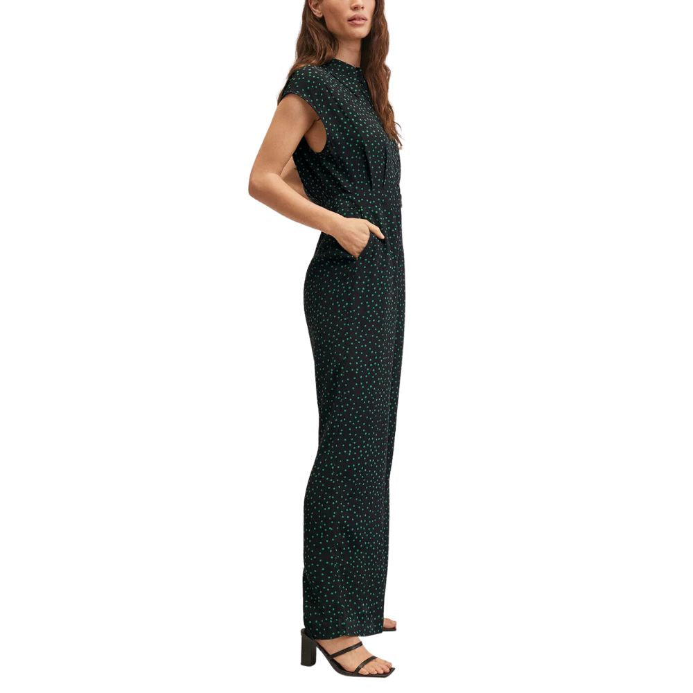 Mango Women's Polka Dot Print Jumpsuit Black Size Small
