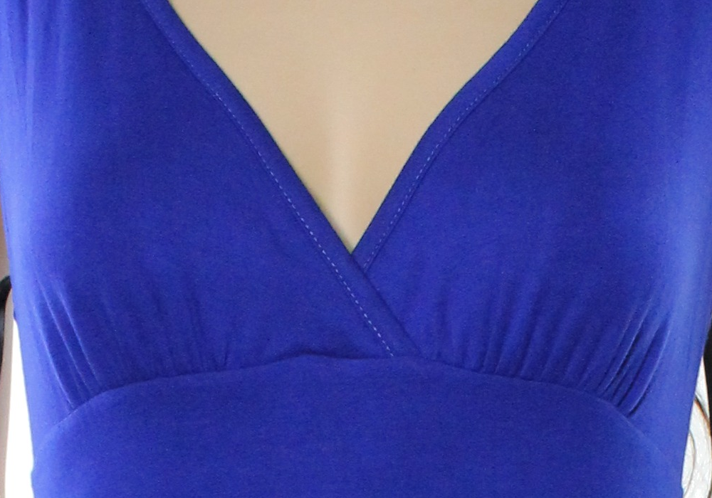 Loveappella V-Neck Jersey Maxi Dress In Blue Mazarine Size Small