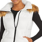 Aqua Women's Faux Fur Trim Hooded Puffer Vest White Size Small