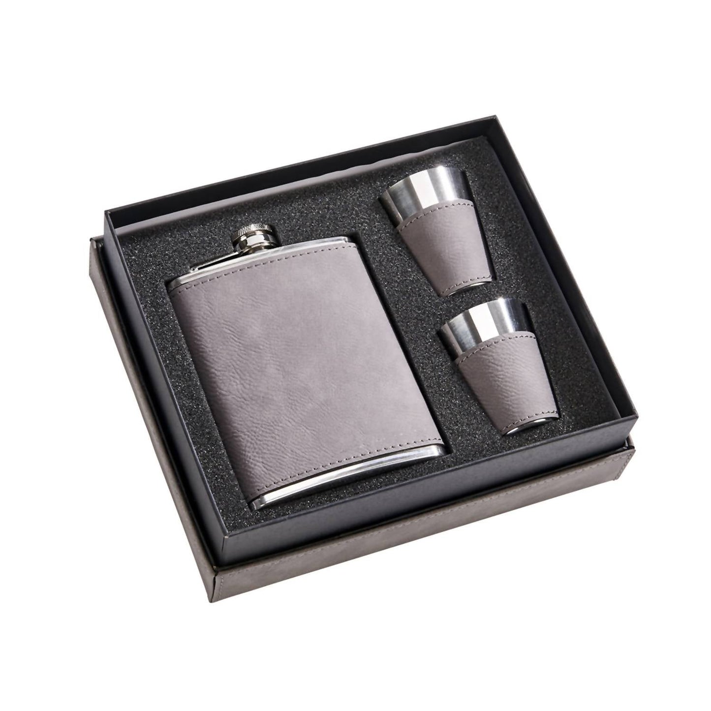Creative Gifts International - Leatherette Flask & Stainless Steel Shot Glass Set
