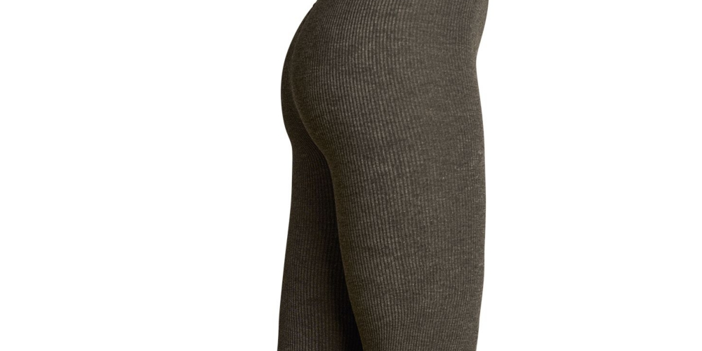 Lemon Women's Ribbed Plush Leggings With Roll Cuff Black Size 34X16