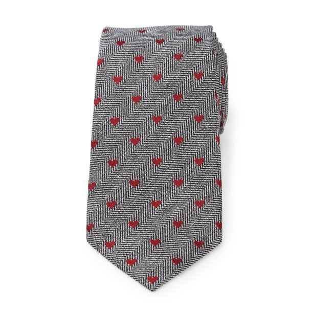 Cufflinks Inc. Men's Herringbone Hearts Linen Tie Black Regular