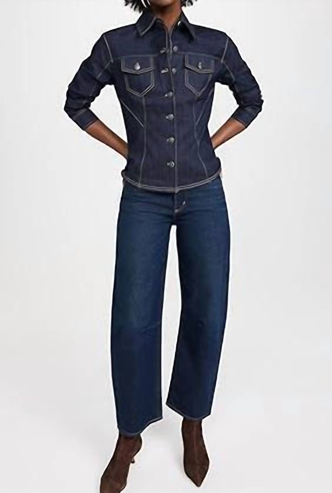 Cinq A Sept - Denim Scrunch Sleeve Top