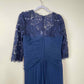 La Femme Ruched Twist Column Gown In Navy Size 10