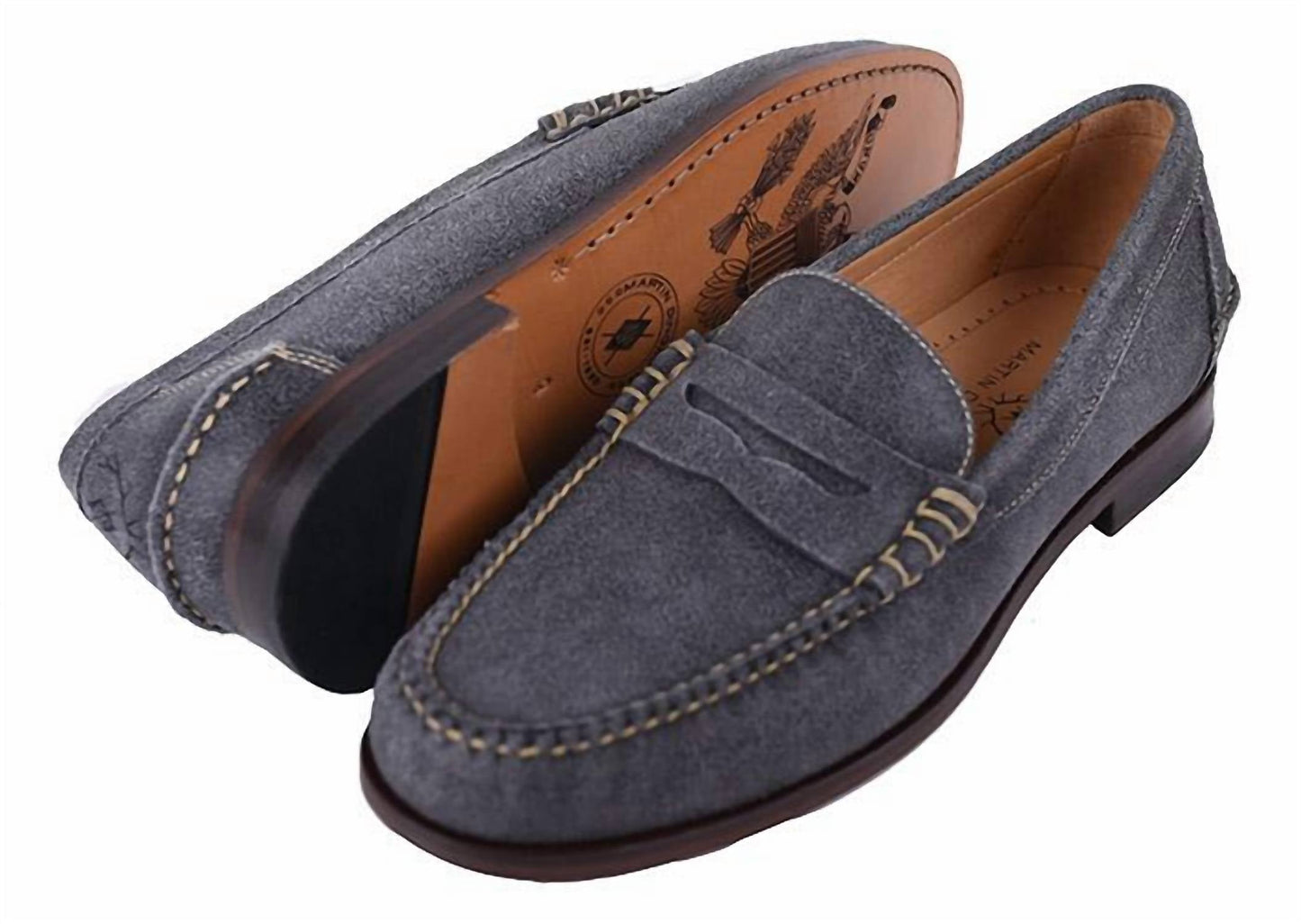 Martin Dingman - Men's Distressed Suede Penny Loafers