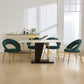 Velvet Fabric Dining Chair with Curved Backrest and Golden Metal Legs