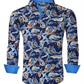 Suslo Couture Men's Slim Fit Long Sleeve Shirt Blue Size X-Large