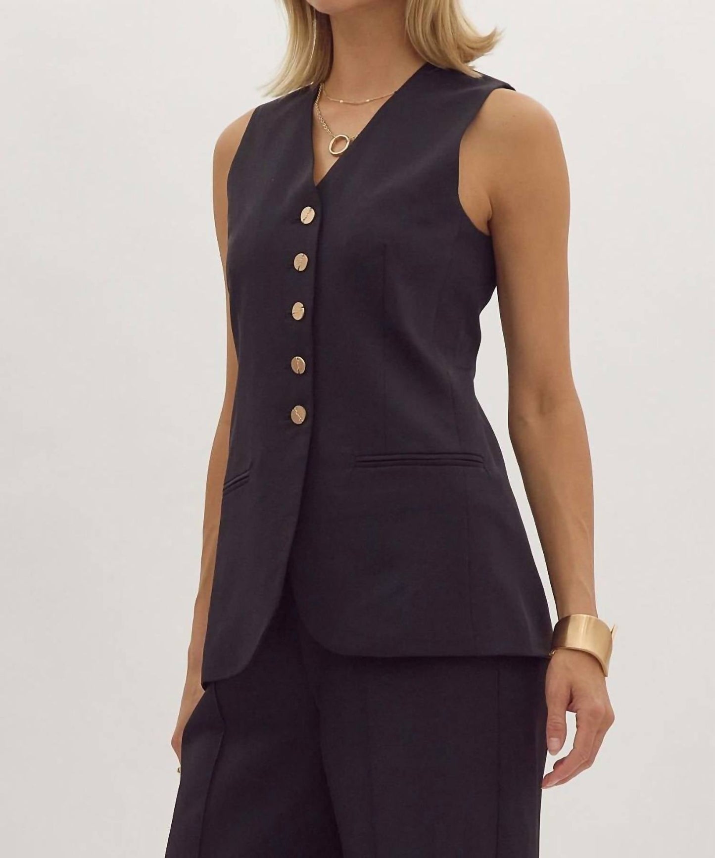 Entro - Button Up V-neck Vest