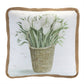 White Floral Basket Throw Pillow (Set of 2)