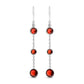 .925 Sterling Silver Graduating Bezel Set Red Garnet Dangle Earring