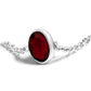 .925 Sterling Silver Bezel Set Red Garnet 5 Station Adjustable Bolo Bracelet