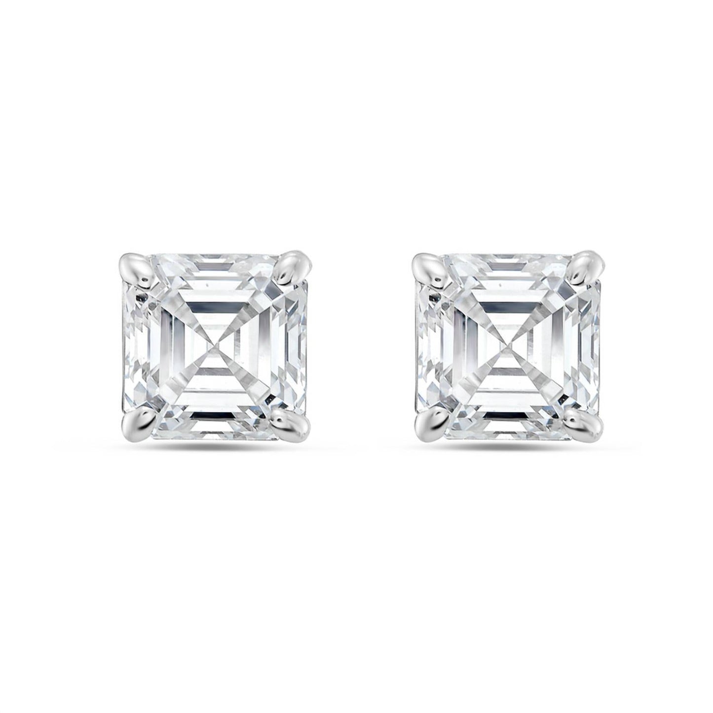 Diana M Jewels - 8.00 Cts Lab Grown Asscher Cut Stud Earrings