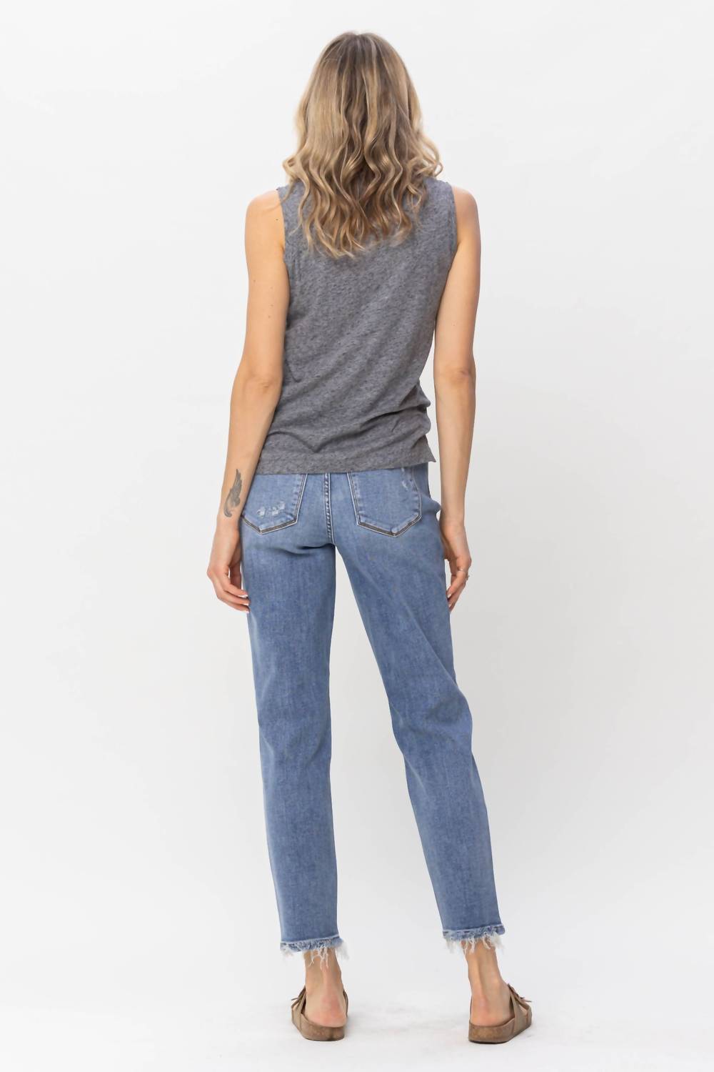 Judy Blue - High Waist Button Fly Destroyed Boyfriend Denim Jeans