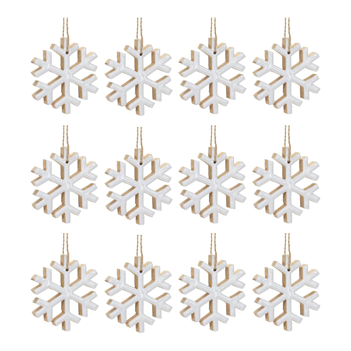 Wood Snowflake Ornament (Set - 12)