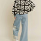 Davi & Dani - Crochet Bodice & Denim Detail Button Front Shirt Jacket