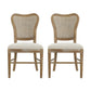 Classic Retro Dining Chair (Set of 2) with Rattan Backrest - Dark Brown / Beige